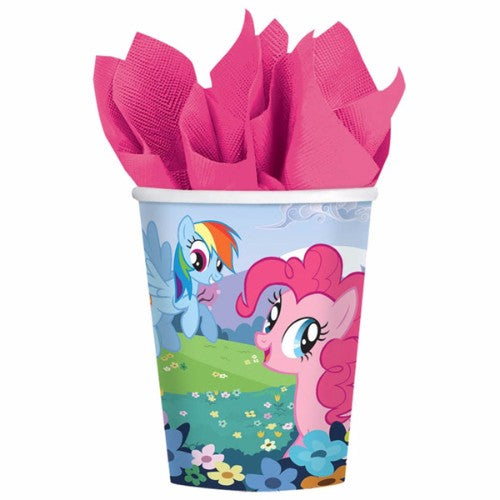 Colorful My Little Pony paper cups, 266ml each, pack of 8, perfect for kids' parties and fun celebrations.