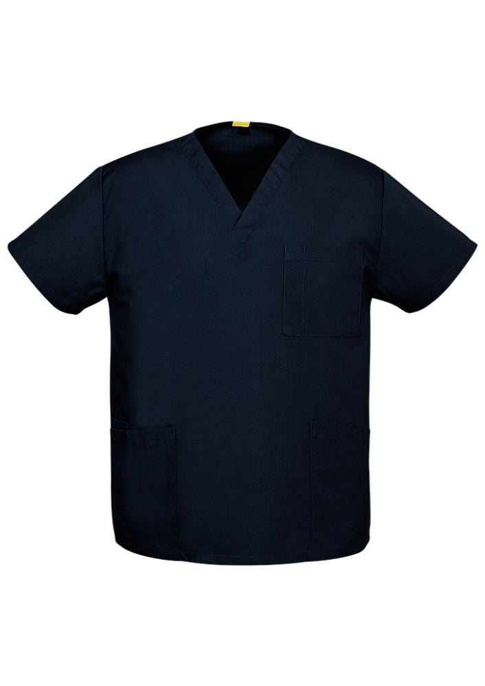 Advatex Unisex Johnson Scrub Top in Navy, XL, featuring a loose fit for comfort, made of 65% Polyester, 35% Cotton.