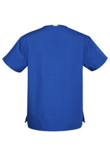 Unisex royal blue scrub top in 3XL, made from durable polyester-cotton blend for comfort and style in medical settings.
