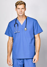 Unisex Navy Advatex Johnson Scrub Top in XL, featuring durable 65% polyester, 35% cotton blend for comfort and flexibility.