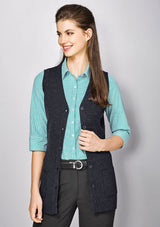 Navy Advatex Ladies Varesa Vest in 4XL, featuring wool-acrylic blend, front pockets, and sleek double knit design.