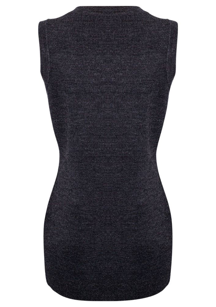 Elegant charcoal Advatex Ladies Varesa Vest in Large, featuring a double-knit design and front pockets for style and versatility.