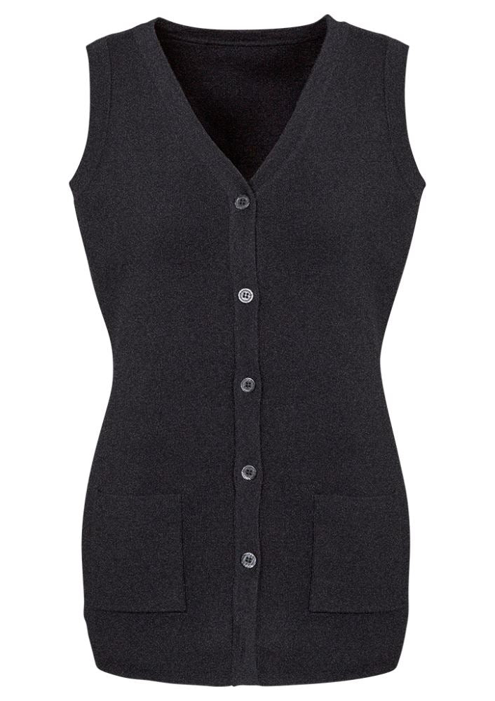 Advatex Ladies Varesa Vest in Charcoal, 4XL, featuring a stylish design, front pockets, and warm wool-acrylic blend fabric.