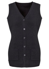 Advatex Ladies Varesa Vest in Charcoal, 4XL, featuring a stylish design, front pockets, and warm wool-acrylic blend fabric.