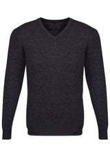 Men's charcoal pullover showcasing a double knit design, made from a warm wool-acrylic blend, perfect for casual and business wear.