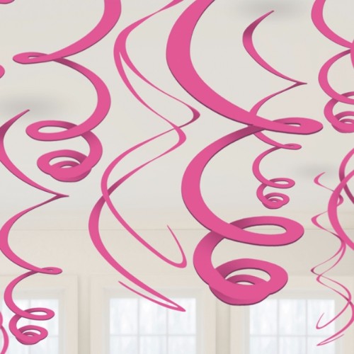 Hanging Swirls Decoration Pink - Pack of 12