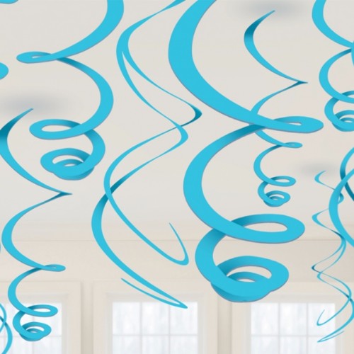 Hanging Swirls Decoration Blue - Pack of 12