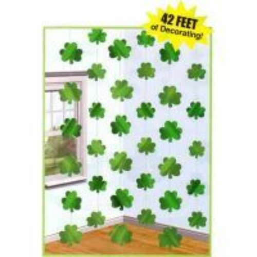 Vibrant pack of 6 shamrock hanging decorations, perfect for St. Patrick's Day and themed celebrations, lightweight and easy to hang.