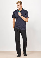 Navy adjustable waist pants for men, offering comfort and deep pockets for professionals in healthcare and corporate settings.