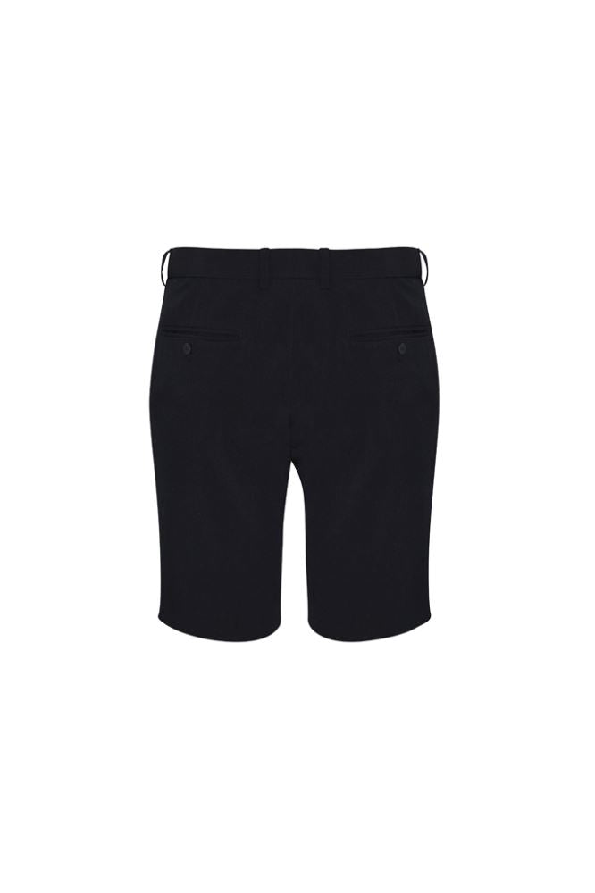 Men's black adjustable waist shorts from Advatex, featuring a hidden elastic band for comfort and professional style.