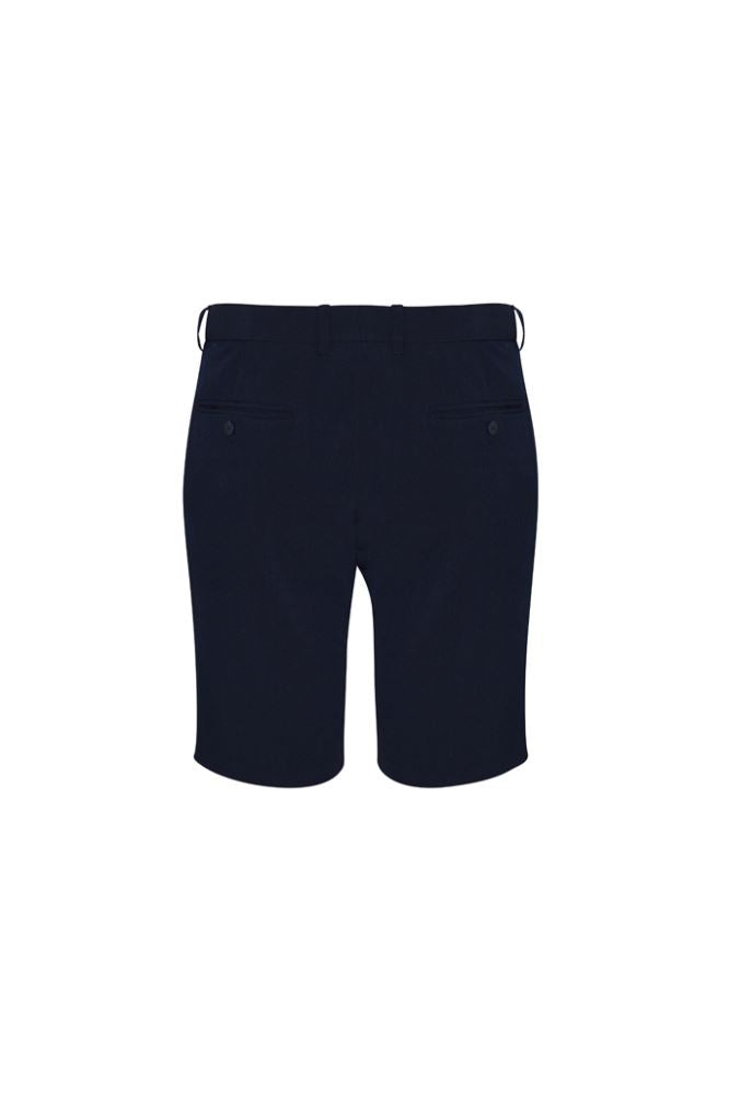 Navy adjustable waist shorts for men, made from a durable blend, ideal for professionals and health care workers.
