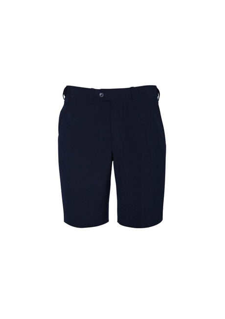 Navy Advatex Men's Adjustable Waist Shorts featuring a hidden elastic band for comfort and a tailored fit, ideal for active professionals.