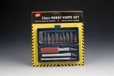 Hobby Knife 13pc Set featuring ergonomically designed handles and diverse blades for precision cutting in crafting and DIY projects.