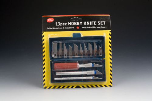 Hobby Knife 13pc Set featuring ergonomically designed handles and diverse blades for precision cutting in crafting and DIY projects.