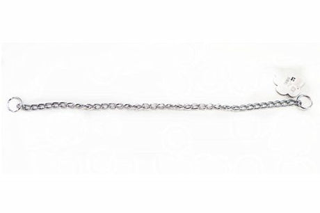 Durable 3mm x 60cm dog chain with dual rings for versatile leash attachment; ideal for safety and style during walks.