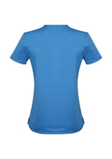 Advatex Ladies Mae Short Sleeve Knit Top in Blue, featuring a chic V-neck and comfortable stretch fabric, ideal for versatile wear.