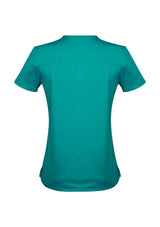 Advatex Ladies Mae Short Sleeve Knit Top in Dynasty Green, featuring a V-neck and antimicrobial fabric for comfort and style.
