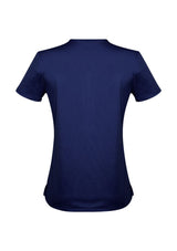 Advatex Ladies Mae Short Sleeve Knit Top in Patriot Blue, semi-fitted with curved V-neck, perfect for casual or professional wear.
