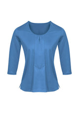 Advatex Ladies Abby 3/4 Sleeve Knit Top in blue, featuring a keyhole front, semi-fitted design, and antimicrobial fabric.