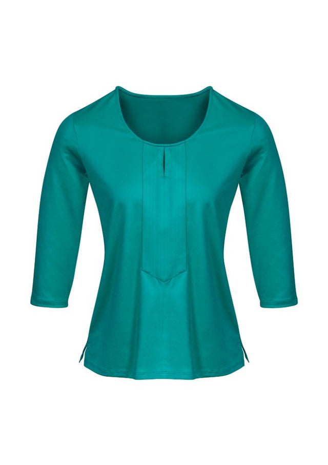 Advatex Ladies Abby 3/4 Sleeve Knit Top in Dynasty Green, featuring a keyhole tab, antimicrobial finish, and lightweight stretch fabric.