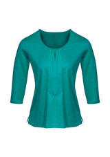 Advatex Ladies Abby 3/4 Sleeve Knit Top in Dynasty Green, featuring a keyhole front and antimicrobial fabric for comfort.