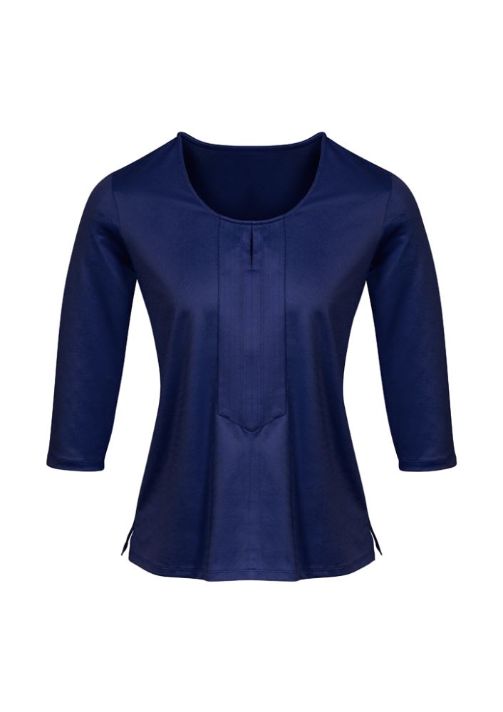 Advatex Ladies Abby 3/4 Sleeve Knit Top in Patriot Blue featuring keyhole front, made from soft antimicrobial fabric.