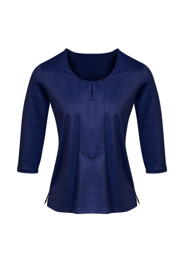 Advatex Ladies Abby 3/4 Sleeve Knit Top in Patriot Blue, semi-fitted with keyhole front, antimicrobial fabric, size 12.