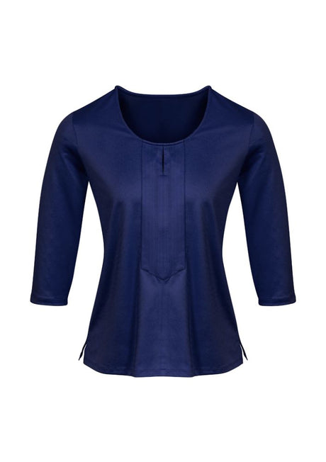 Advatex Ladies Abby 3/4 Sleeve Knit Top in Patriot Blue, featuring a keyhole front and antimicrobial fabric for all-day comfort.