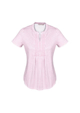 Advatex Ladies Sandy Linear Pleat Knit Top in vibrant Melon, size 18, featuring a semi-fitted design and antimicrobial fabric.