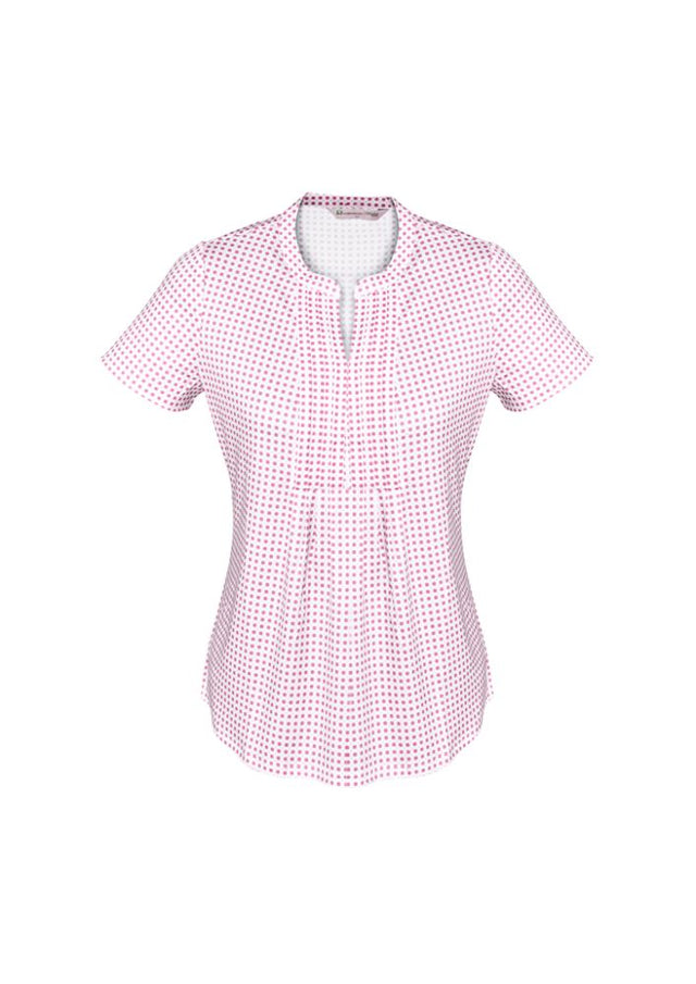Advatex Ladies Sandy Linear Pleat Knit Top in Melon, featuring a flattering pleat front and stretchy, antimicrobial fabric.