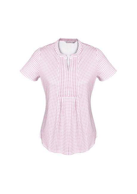 Advatex Ladies Sandy Linear Pleat Knit Top in Melon, featuring a semi-fitted design, pleat front, and breathable fabric for comfort.