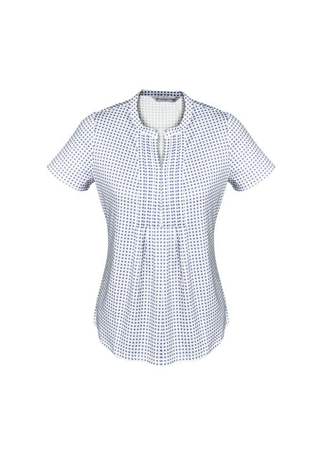 Advatex Ladies Sandy Linear Pleat Knit Top in Navy, featuring a chic pleat front and open neck design, ideal for versatile styling.