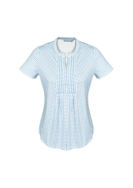 Delta Blue Advatex Ladies Sandy Linear Pleat Knit Top, size 14, featuring a semi-fitted design and stylish pleat front.