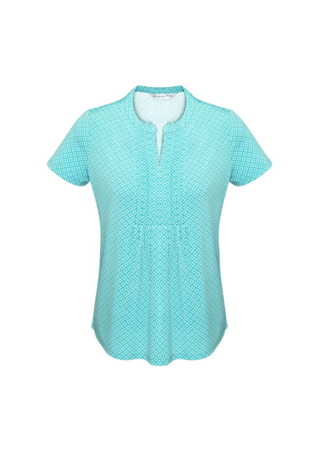 Elegant Advatex Ladies Ella Diamond Pleat Knit Top in Dynasty Green, featuring antimicrobial fabric and a semi-fitted design.