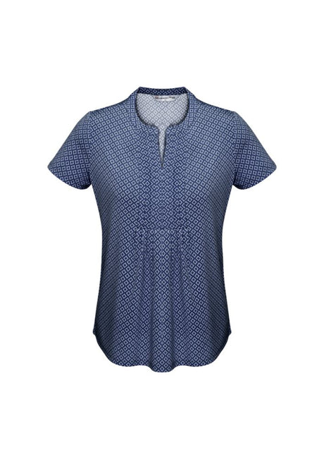 Advatex Ladies Ella Knit Top in Navy with diamond pleat design, perfect for work or casual outings. Sizes 4-32 available.