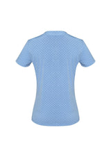 Advatex Ladies Ella Diamond Pleat Knit Top in Delta Blue, featuring a semi-fitted style and antimicrobial fabric for comfort.