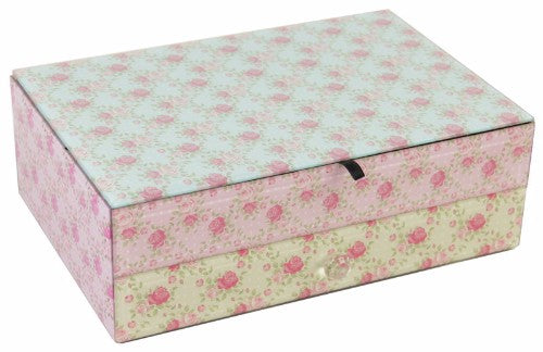Elegant rose glass large drawer chest with one drawer and opening top, perfect for chic storage and organization.
