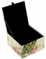 Elegant Peacock Glass Box features a stunning design, perfect for organizing jewelry while enhancing home decor.