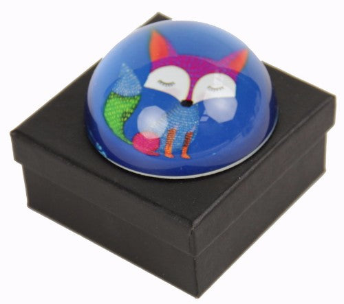Elegant Fox Blue glass paperweight, 7.8cm, perfect for desk decor and functional document holder. Ideal gift for any occasion.