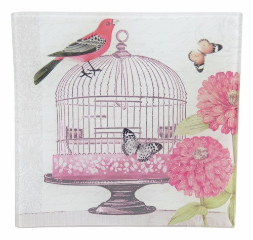 Elegant Birdcage Square Plate Set of 4, 15x15cm glass plates for stylish dining and serving appetizers or desserts.