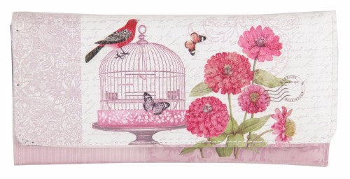 Stylish Birdcage PU Wallet in high-quality leather, featuring multiple card slots and a secure zipper closure.