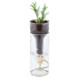 Set of 2 self-watering planters made from recycled glass, perfect for effortlessly hydrating indoor plants.