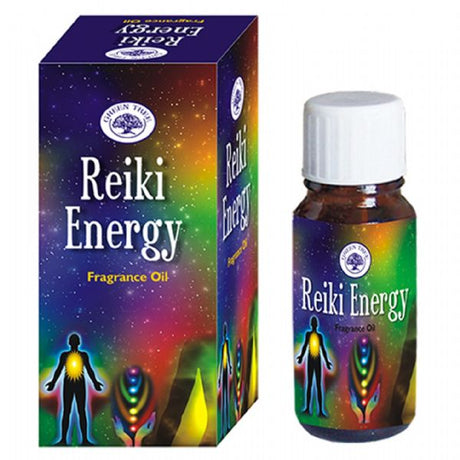 Green Tree Reiki Energy Fragrance Oil 10ml bottle, designed to enhance wellness, meditation, and create a calming atmosphere.