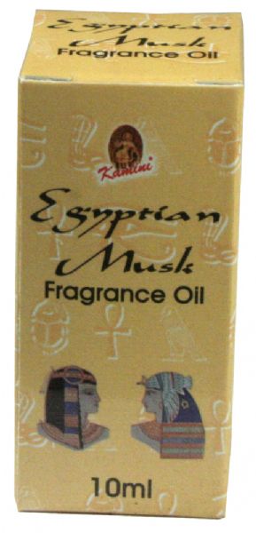 10ml vial of Kamini Egyptian Musk Aroma Oil, offering a calming, rich fragrance perfect for aromatherapy and personal use.