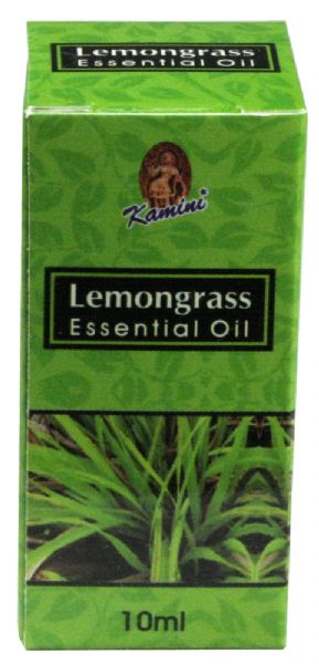 10ml bottle of Kamini Lemon Grass Aroma Oil, featuring a refreshing, citrusy scent for aromatherapy and relaxation.