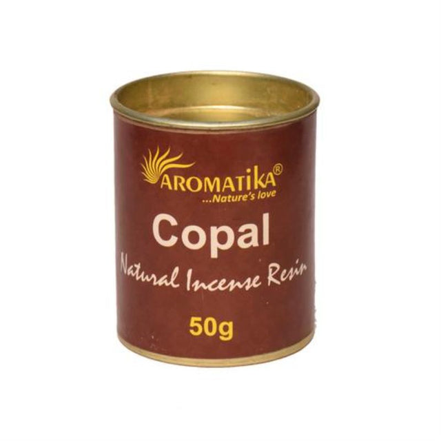 Aromatika Copal Resin Incense, 50g tin, ideal for meditation and air purification with a calming earthy aroma.