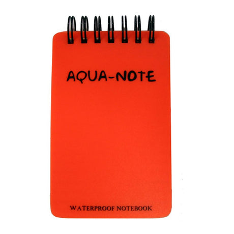 Bright orange waterproof notebook, 75 x 115mm, with 50 lined sheets, perfect for outdoor notes in any conditions.