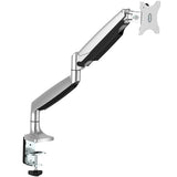 Articulating aluminum desk-mount monitor arm for 13"-34" displays, featuring full motion and height adjustment for ergonomic comfort.