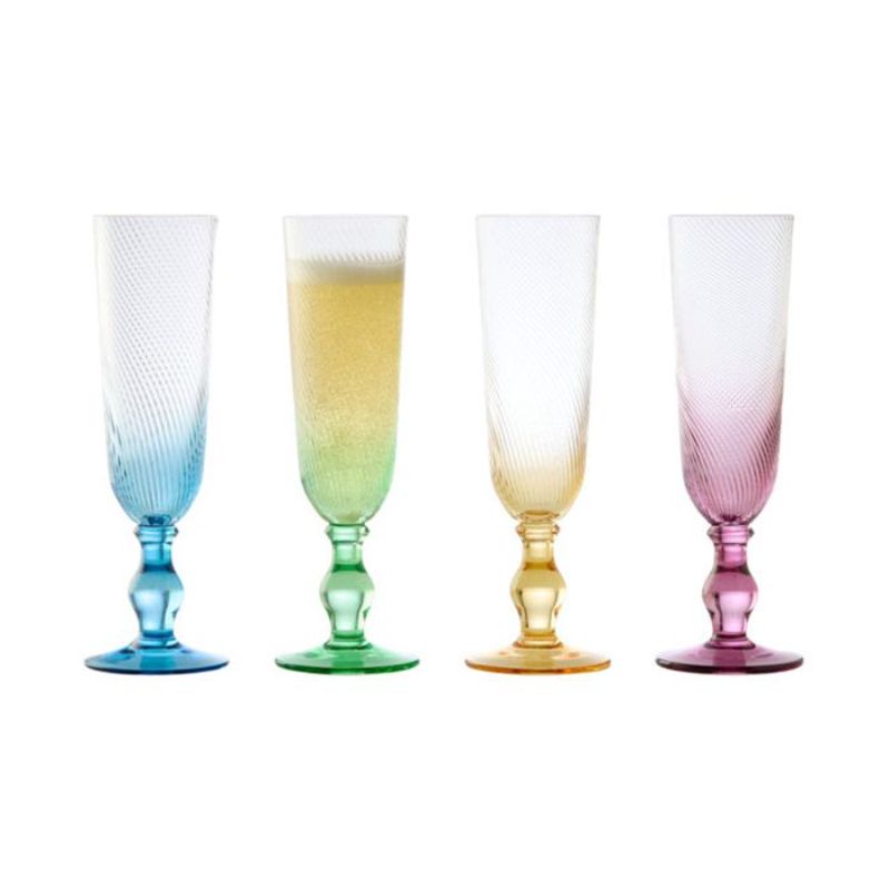 Champagne FLUTES - ASD SWIRL MIXED (SET OF 4)