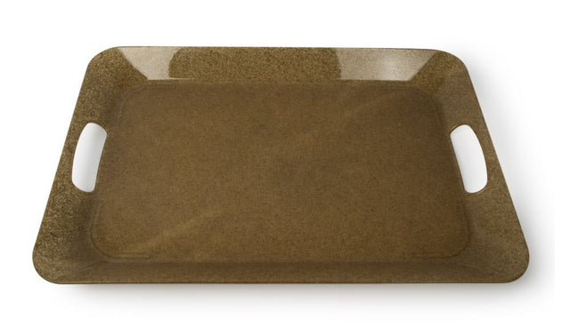 Polyfax Serving Tray: eco-friendly, large 53x36cm tray made from recycled plastic with unique flax husk design, dishwasher safe.